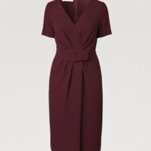 Gerard Darel Burgundy Belted Dress